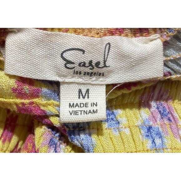 Easel Dress Womens Medium Patchwork Ditsy Floral On/Off Shoulder Smocked Midi - Picture 7 of 8